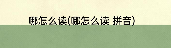 哪怎么读(哪怎么读 拼音)
