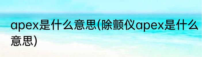 apex是什么意思(除颤仪apex是什么意思)