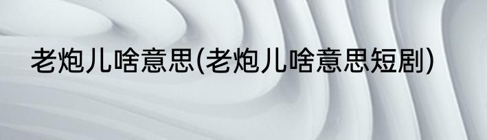 老炮儿啥意思(老炮儿啥意思短剧)