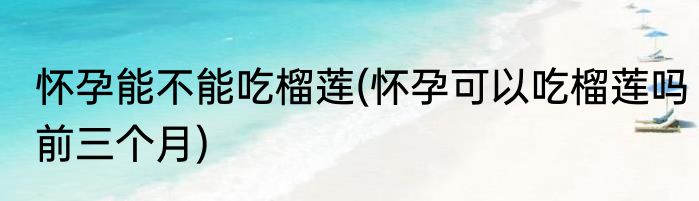 怀孕能不能吃榴莲(怀孕可以吃榴莲吗前三个月)