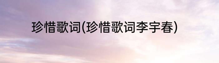 珍惜歌词(珍惜歌词李宇春)