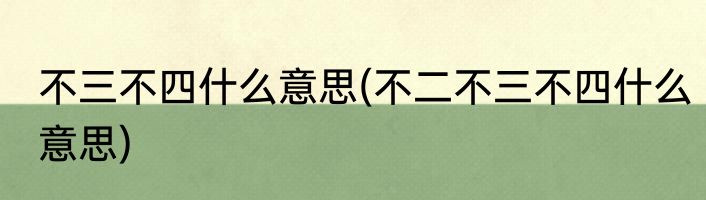 不三不四什么意思(不二不三不四什么意思)