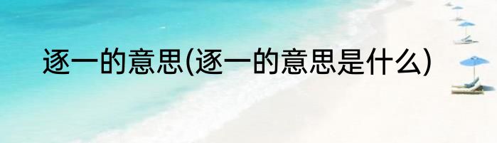 逐一的意思(逐一的意思是什么)