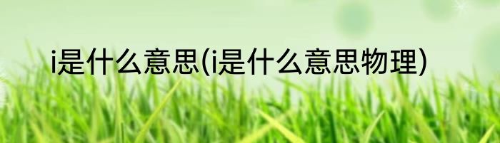 i是什么意思(i是什么意思物理)