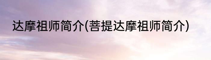 达摩祖师简介(菩提达摩祖师简介)