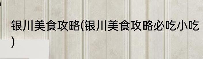 银川美食攻略(银川美食攻略必吃小吃)