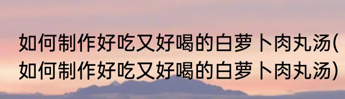 如何制作好吃又好喝的白萝卜肉丸汤(如何制作好吃又好喝的白萝卜肉丸汤)