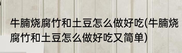 牛腩烧腐竹和土豆怎么做好吃(牛腩烧腐竹和土豆怎么做好吃又简单)