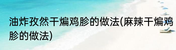 油炸孜然干煸鸡胗的做法(麻辣干煸鸡胗的做法)