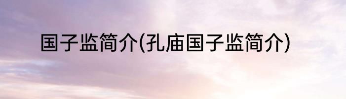 国子监简介(孔庙国子监简介)