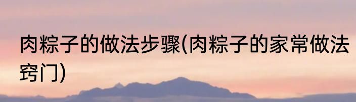 肉粽子的做法步骤(肉粽子的家常做法窍门)