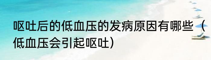 呕吐后的低血压的发病原因有哪些（低血压会引起呕吐）
