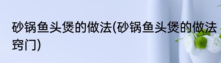 砂锅鱼头煲的做法(砂锅鱼头煲的做法窍门)