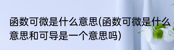 函数可微是什么意思(函数可微是什么意思和可导是一个意思吗)