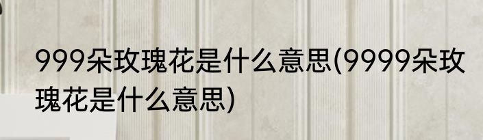 999朵玫瑰花是什么意思(9999朵玫瑰花是什么意思)