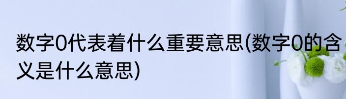 数字0代表着什么重要意思(数字0的含义是什么意思)