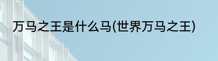 万马之王是什么马(世界万马之王)