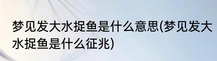 梦见发大水捉鱼是什么意思(梦见发大水捉鱼是什么征兆)