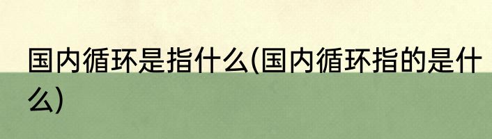 国内循环是指什么(国内循环指的是什么)