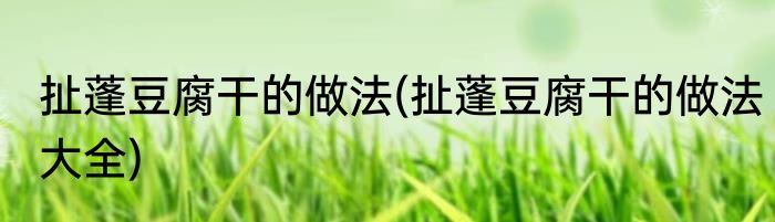 扯蓬豆腐干的做法(扯蓬豆腐干的做法大全)