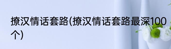 撩汉情话套路(撩汉情话套路最深100个)