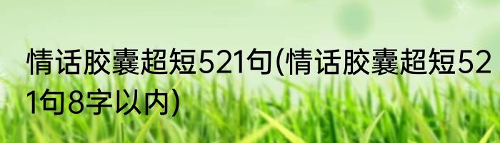 情话胶囊超短521句(情话胶囊超短521句8字以内)