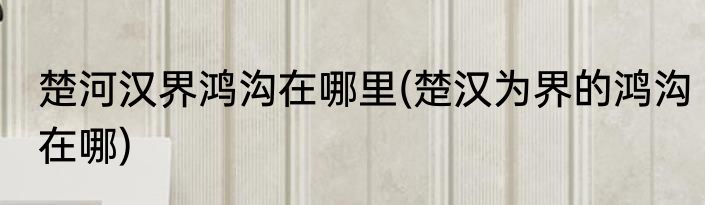 楚河汉界鸿沟在哪里(楚汉为界的鸿沟在哪)