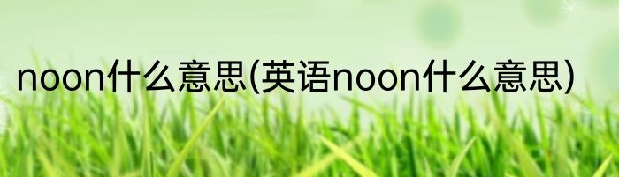 noon什么意思(英语noon什么意思)
