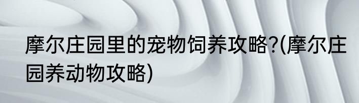 摩尔庄园里的宠物饲养攻略?(摩尔庄园养动物攻略)