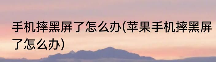 手机摔黑屏了怎么办(苹果手机摔黑屏了怎么办)