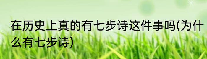 在历史上真的有七步诗这件事吗(为什么有七步诗)