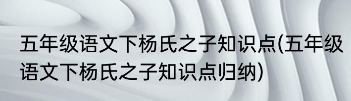 五年级语文下杨氏之子知识点(五年级语文下杨氏之子知识点归纳)