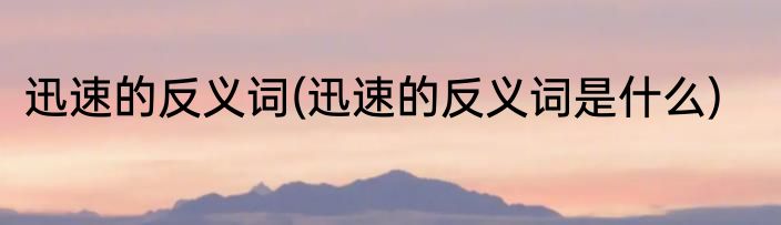 迅速的反义词(迅速的反义词是什么)