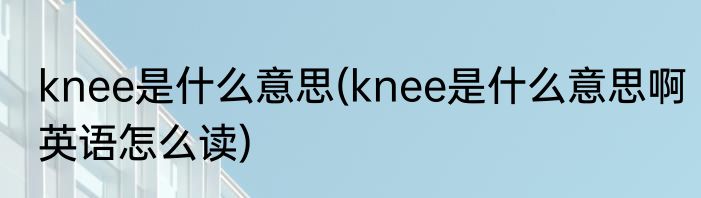 knee是什么意思(knee是什么意思啊英语怎么读)