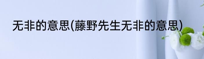 无非的意思(藤野先生无非的意思)