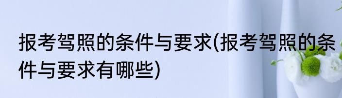 报考驾照的条件与要求(报考驾照的条件与要求有哪些)