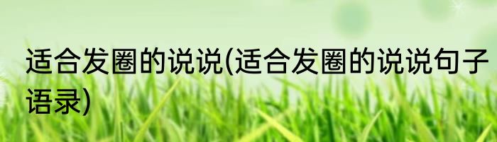 适合发圈的说说(适合发圈的说说句子语录)