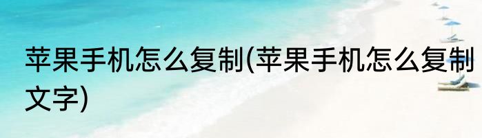 苹果手机怎么复制(苹果手机怎么复制文字)