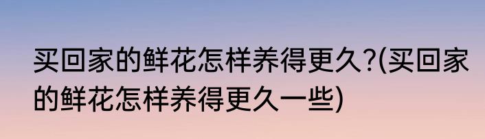 买回家的鲜花怎样养得更久?(买回家的鲜花怎样养得更久一些)