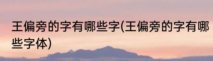 王偏旁的字有哪些字(王偏旁的字有哪些字体)