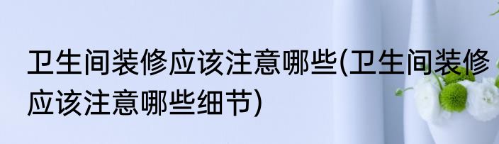 卫生间装修应该注意哪些(卫生间装修应该注意哪些细节)