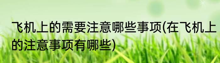 飞机上的需要注意哪些事项(在飞机上的注意事项有哪些)