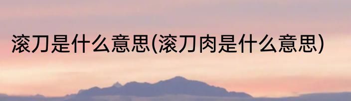 滚刀是什么意思(滚刀肉是什么意思)