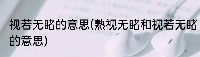 视若无睹的意思(熟视无睹和视若无睹的意思)