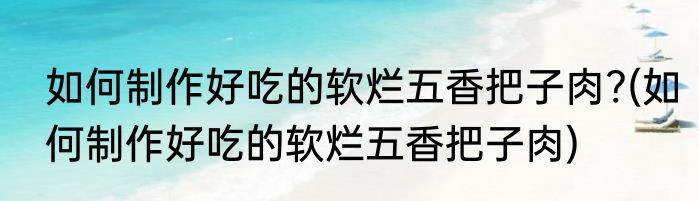 如何制作好吃的软烂五香把子肉?(如何制作好吃的软烂五香把子肉)
