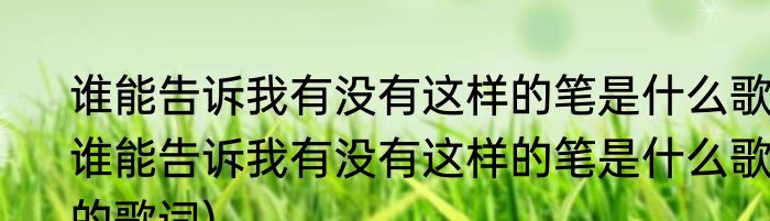 谁能告诉我有没有这样的笔是什么歌(谁能告诉我有没有这样的笔是什么歌的歌词)