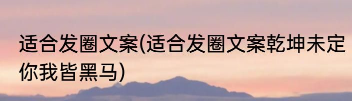适合发圈文案(适合发圈文案乾坤未定你我皆黑马)