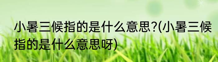 小暑三候指的是什么意思?(小暑三候指的是什么意思呀)