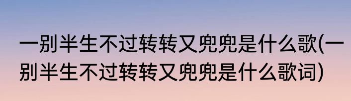 一别半生不过转转又兜兜是什么歌(一别半生不过转转又兜兜是什么歌词)