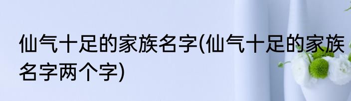 仙气十足的家族名字(仙气十足的家族名字两个字)